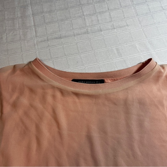 Zara Soft Pink Ethereal Scandi Girl Fairy Blouse Women's L Flowy Lagenlook - Picture 5 of 8